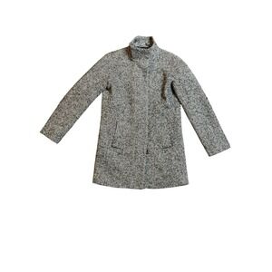 J Crew Tweed Coat Women Size 0 Black White Long Wool Blend‎ Walker Pea